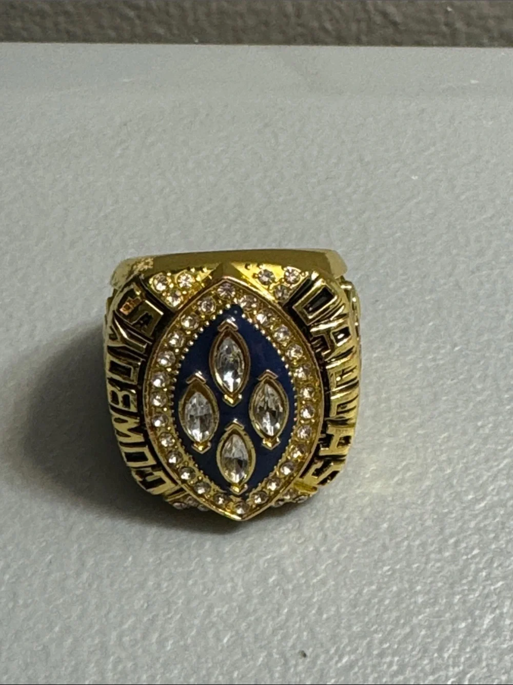 Gold and Navy Men's Championship-Style Ring
